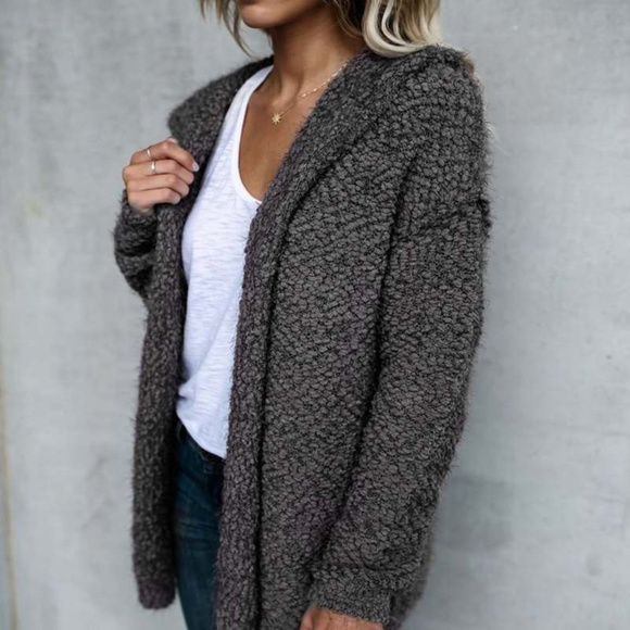 Fuzzy Fur Hooded Jacket sweater - Picture 2 of 8